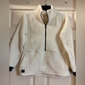 Deso Tioga Half-Zip Women's White Fleece Quarter-Zip Pullover Size S, EUC